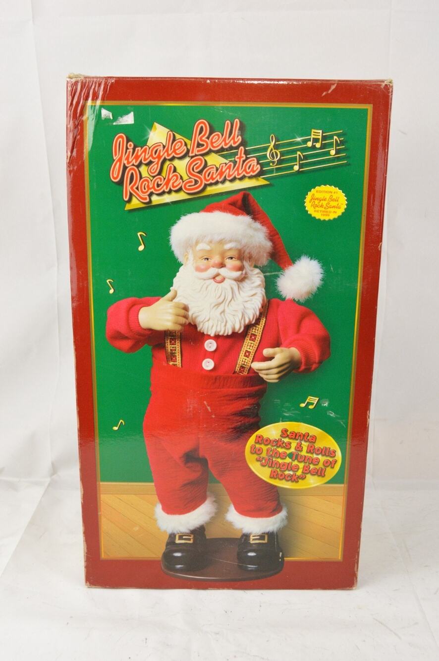 Vintage 1998 16" Animated Dancing Jingle Bell Rock Santa w/Box Tested Works